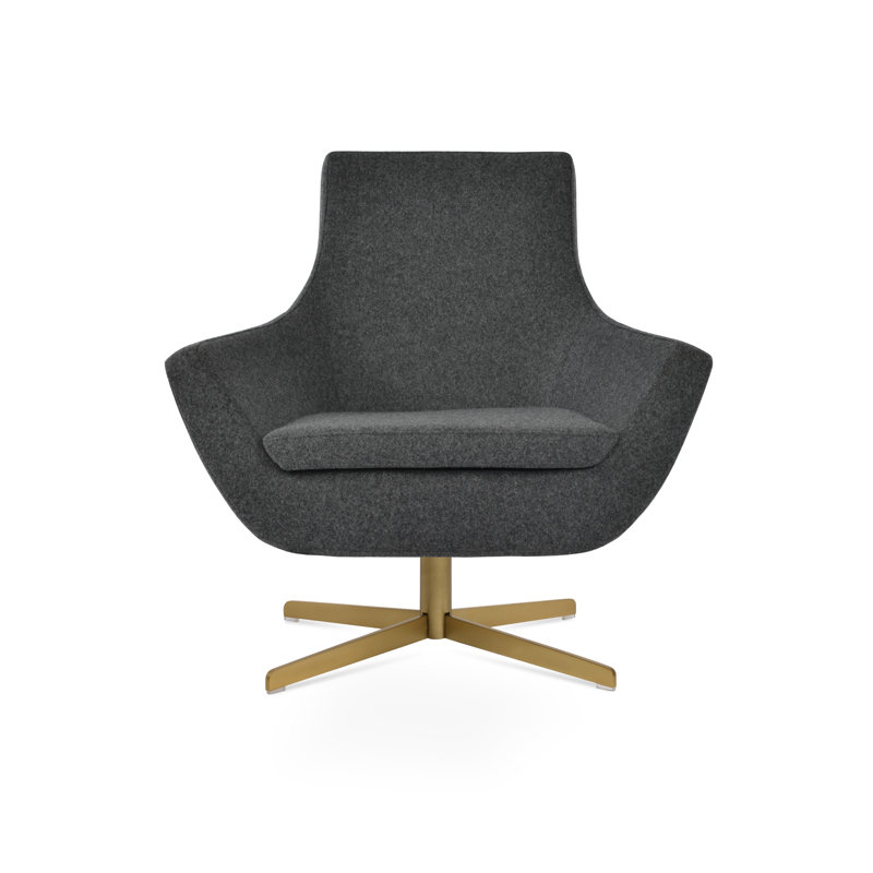 Rebecca 4 Star Swivel Lounge Chair, Red Wool, Brass