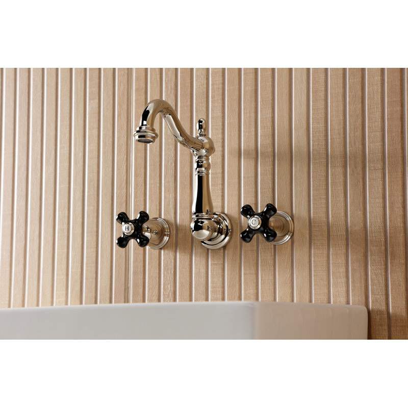 Kingston Brass Duchess Two-Handle Wall Mount Bathroom Faucet, Polished Nickel
