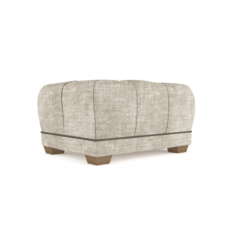Hudson Ottoman, Plush Velvet Oyster, Weathered