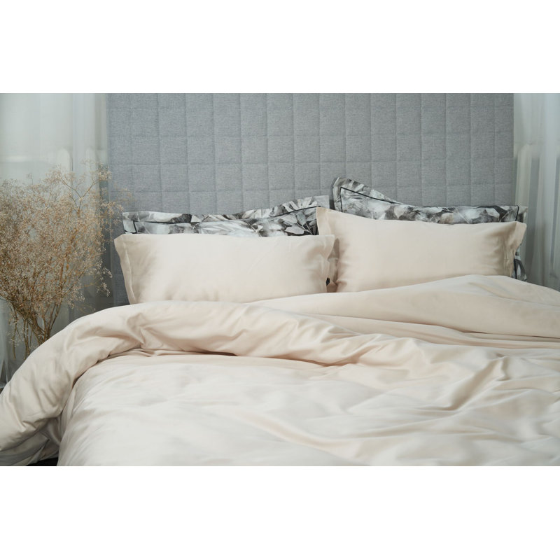 Abdalkhalq Solid Colour Duvet Cover Set with Pillowcases Included, 135 x 200cm Duvet Cover + 1 Pillowcase, Beige