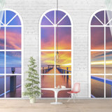 Window View Curtain Nature Wilderness Wall Mural