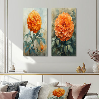 Ensemble de 2 pièces d'art mural orange et vert