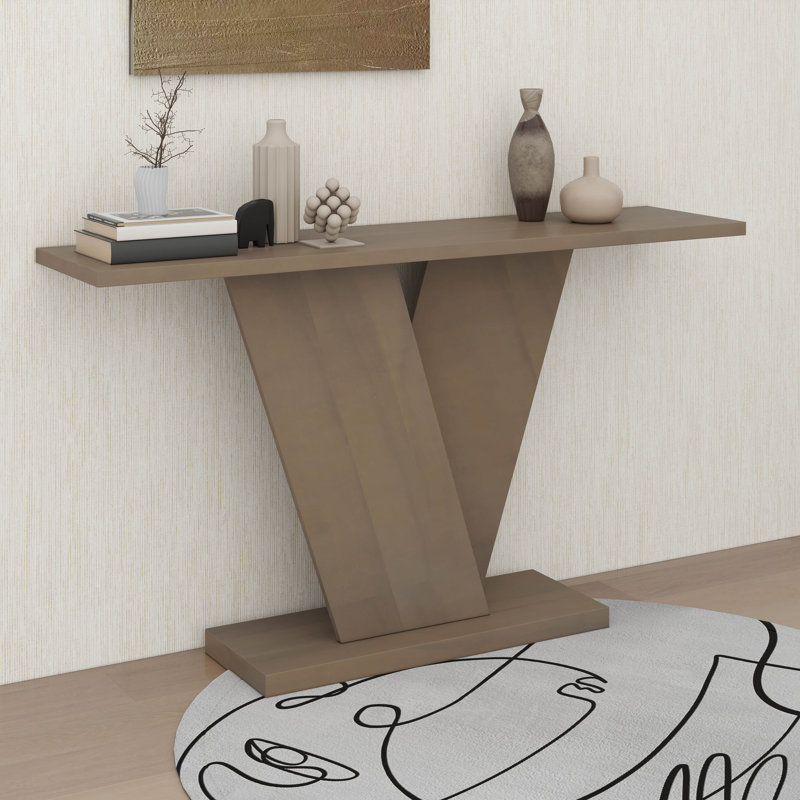 Console moderne avec base en V, Taupe