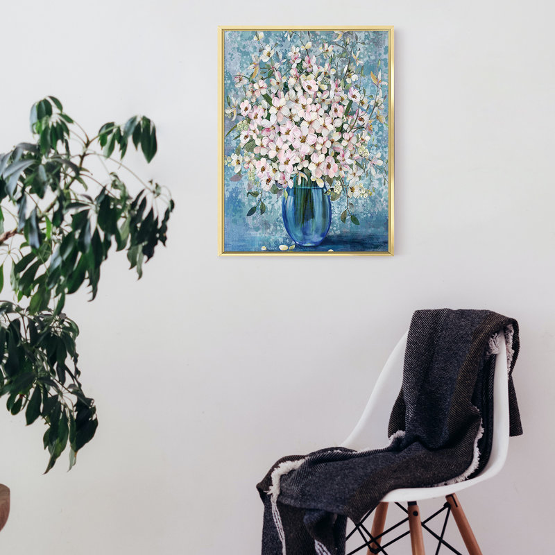 Luxueuse reproduction d'art sur toile encadrée en aluminium pour le salon, Or, H 12 po x l 16 po