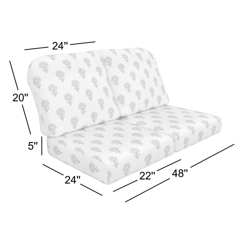 Coussin de causeuse intérieur / extérieur Amala Sunbrella®, Sunbrella® Mira Bluebell