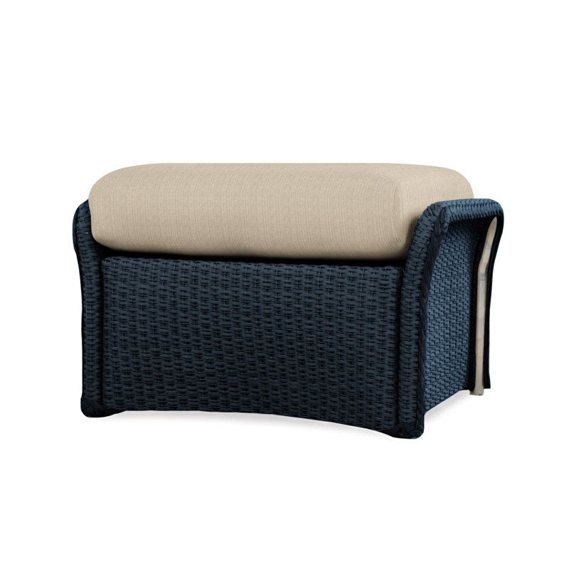 Weekend Retreat Outdoor Ottoman, Sailcloth Salt, Ebony