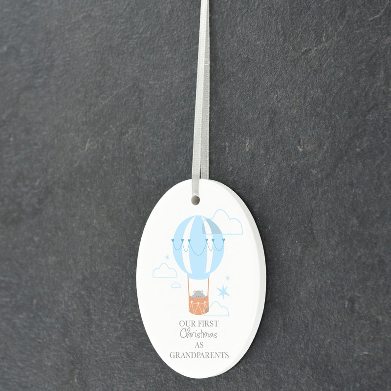 Grandparents 1st Christmas Oval Shaped Ceramic Ornament
