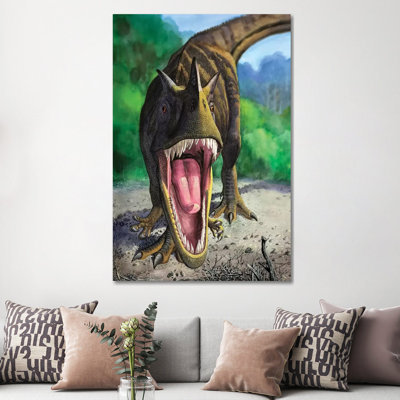 An Angry Ceratosaurus Dentisulcatus Dinosaur Shows Its Fierce Teeth by Sergey Krasovskiy - Wrapped Canvas Painting