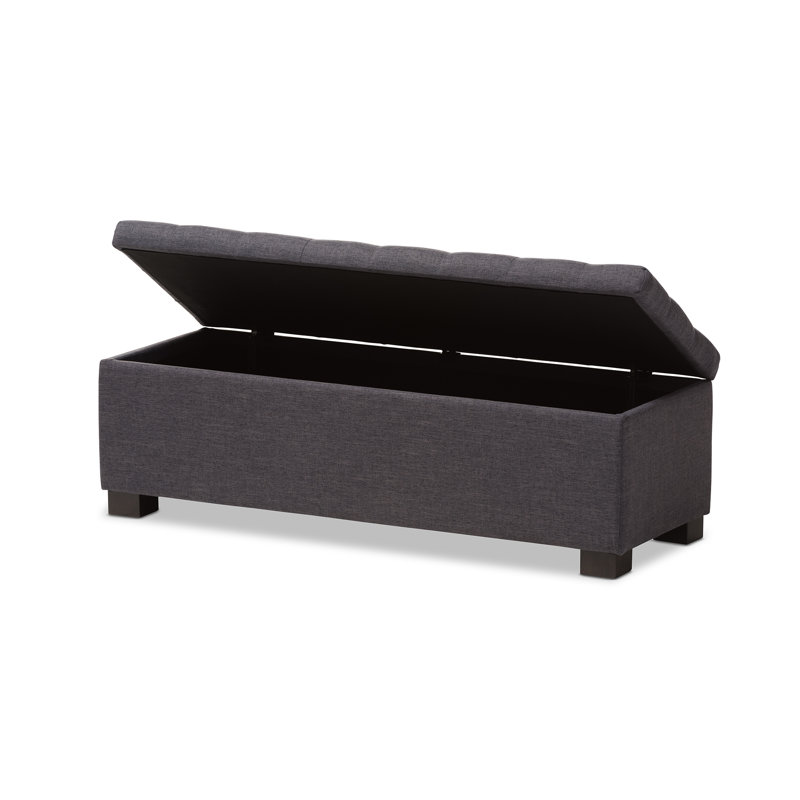 Banc de rangement rembourré Mesina, Gris foncé