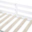 Lit mezzanine simple bas blanc avec bureau roulant, tablette et tablette de tiroirs organisés - Option de chambre polyvalente