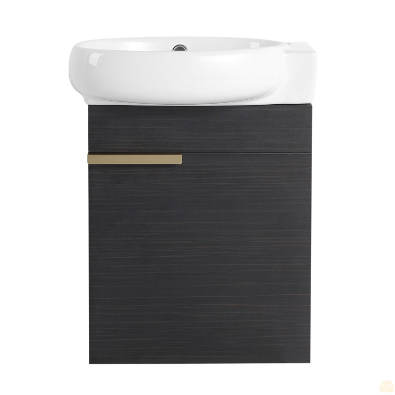 Meuble-lavabo à fermeture en douceur avec lavabo, Noir châtaignier