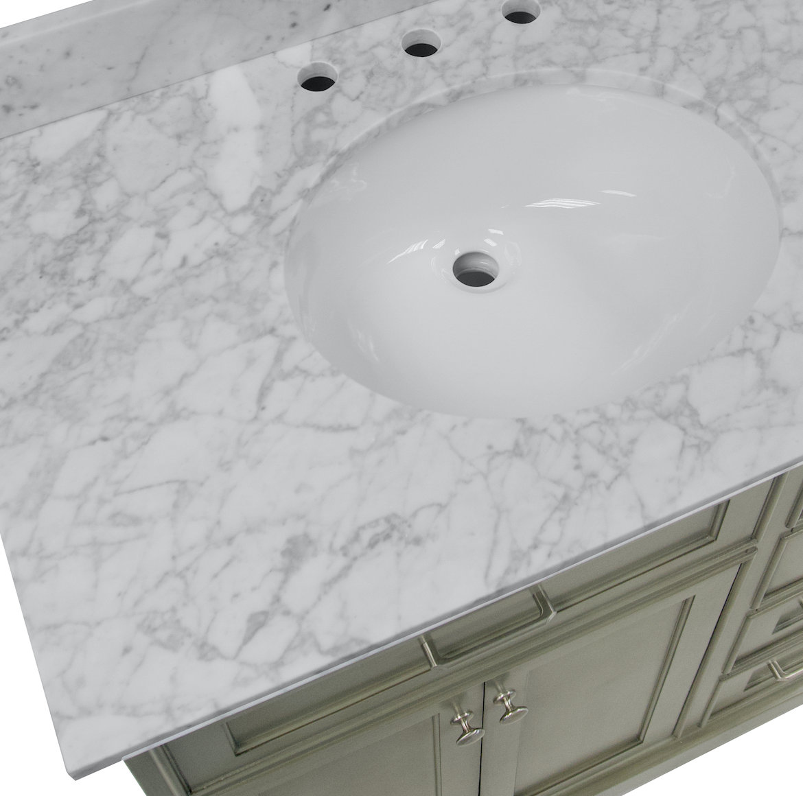 36'' Single Bathroom Vanity, Weathered Gray, Carrara Marble
