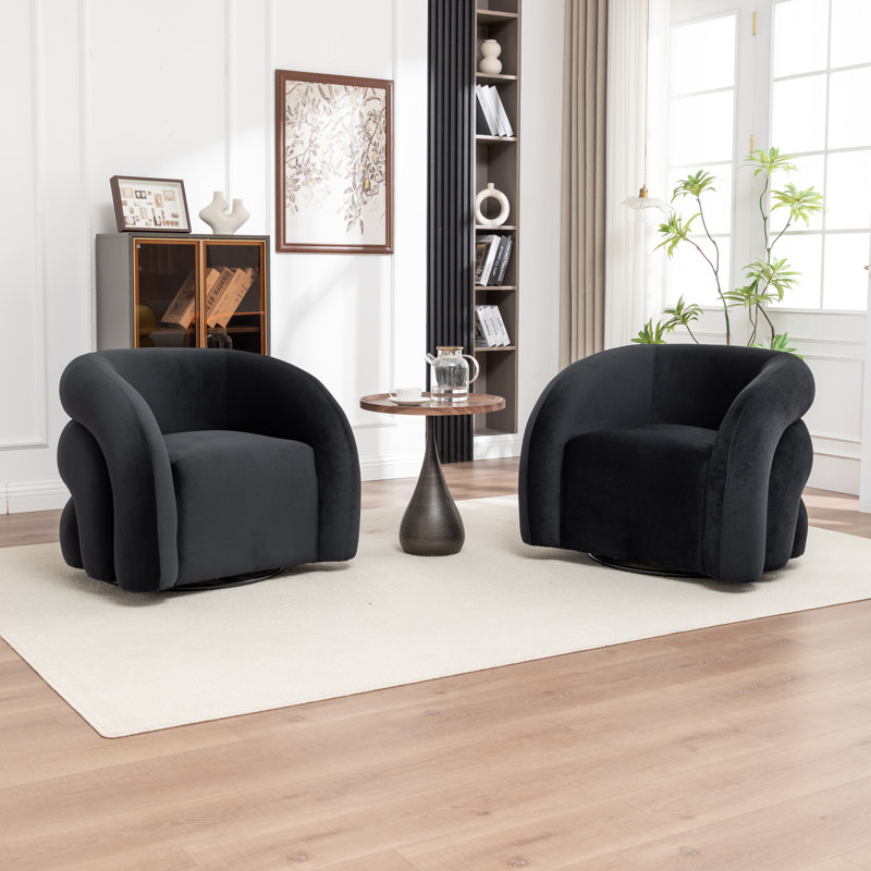 Fauteuil demi-tonneau pivotant rembourré Coyle, Noir