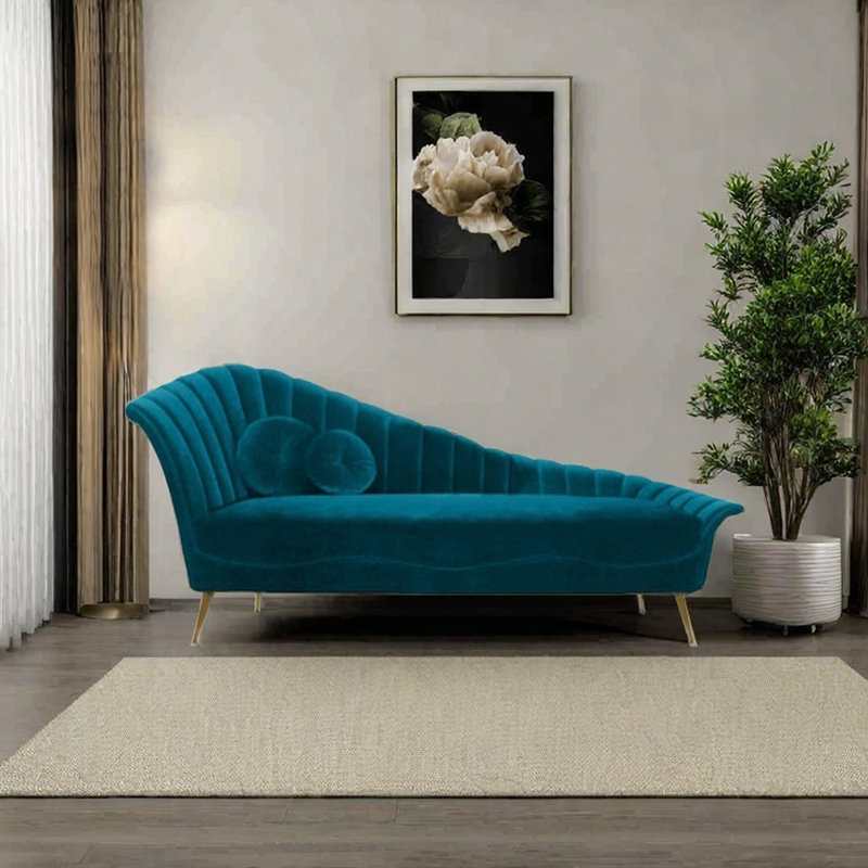 Fauteuil inclinable en bois massif et flanelle éponge, Orienté à gauche (vu de face), Bleu