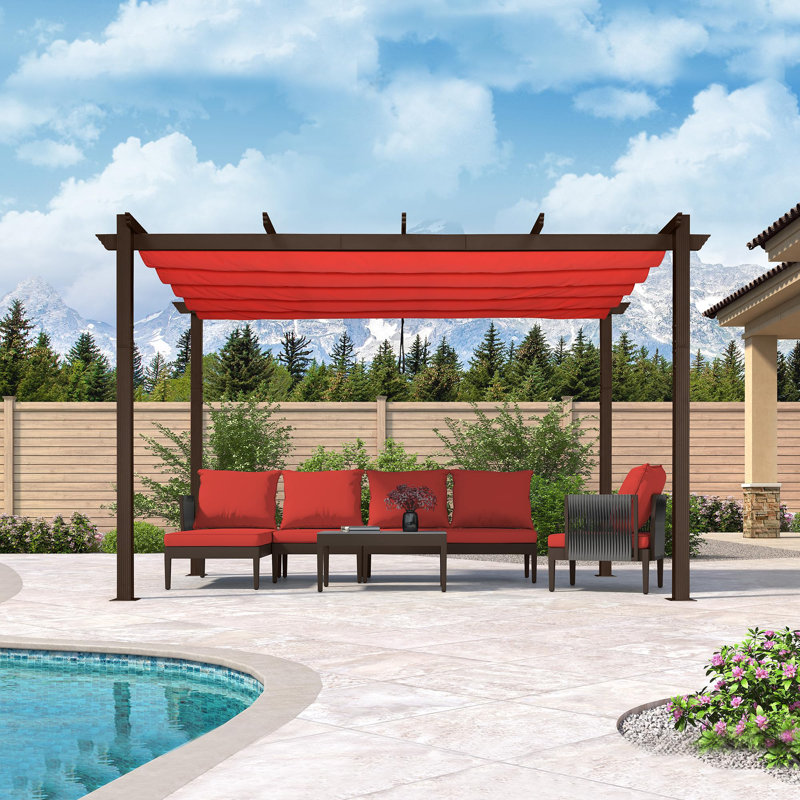 Pergola en aluminium mauve avec auvent, Terra, H 96 po x l 158 po x P 118 po