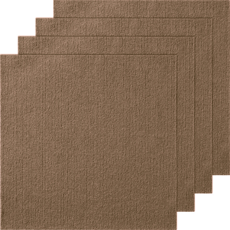 Dalle de tapis en polyester 18 po x l 18 po coupe et bouclée, Brun
