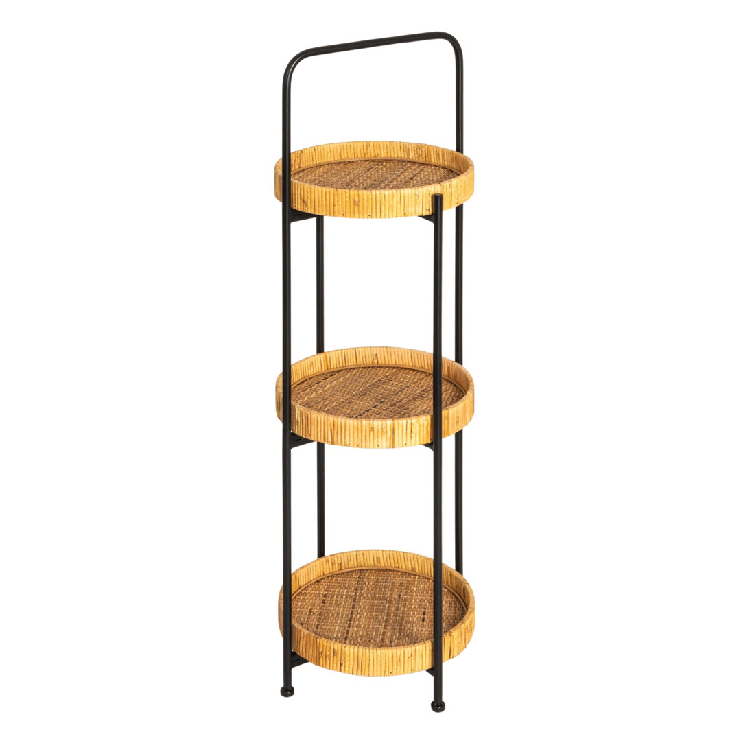 Kesini Modern Arched Metal Plant Stand Or Shelf With 3 Round Removable Rattan Trays Latitude Run®