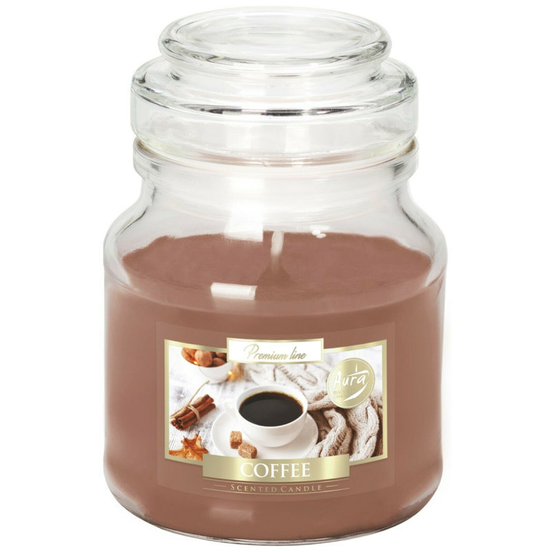 Cinnamon Scented Jar Candle with Glass Holder, Brown