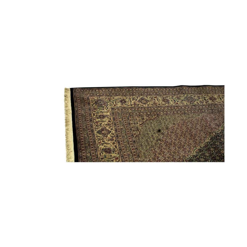 Hand-Knotted High-Quality Green and Beige Area Rug