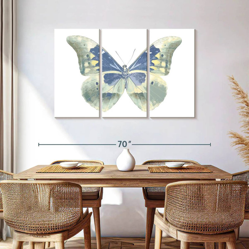 Brampt papillon en indigo, H 36 po x l 57 po