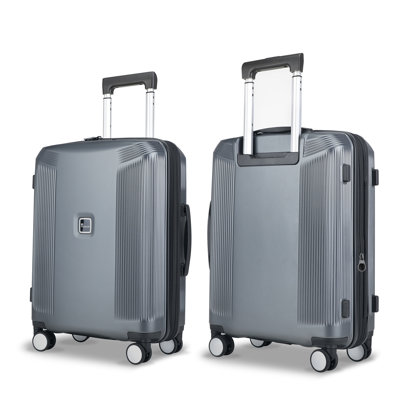 20 Inch Lightweight Expandable Carry On Luggage, PC Hardside Suitcase with Spinner Wheels & TSA Lock, Grey