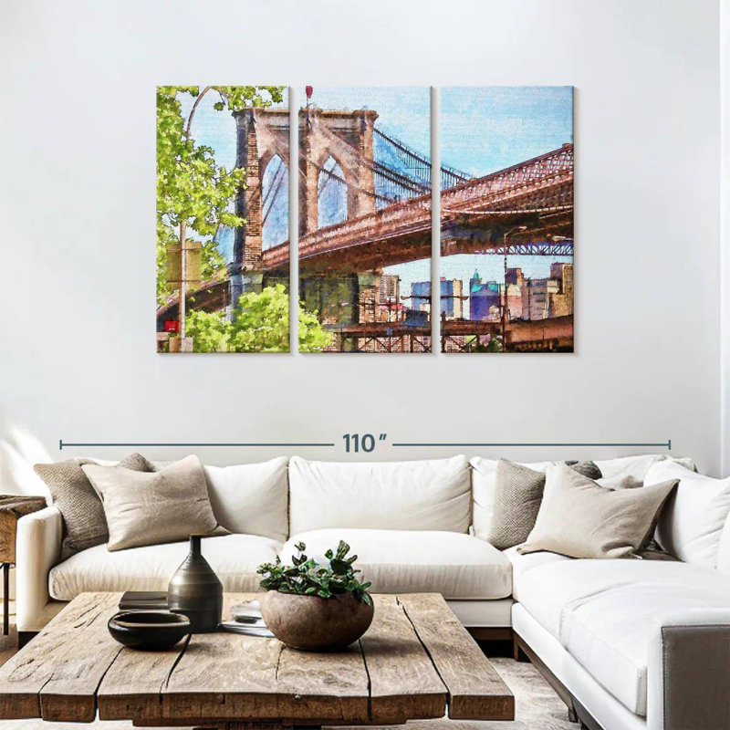 Nicci Brooklyn Bridge Calm Skyline, 48" H x 74" W