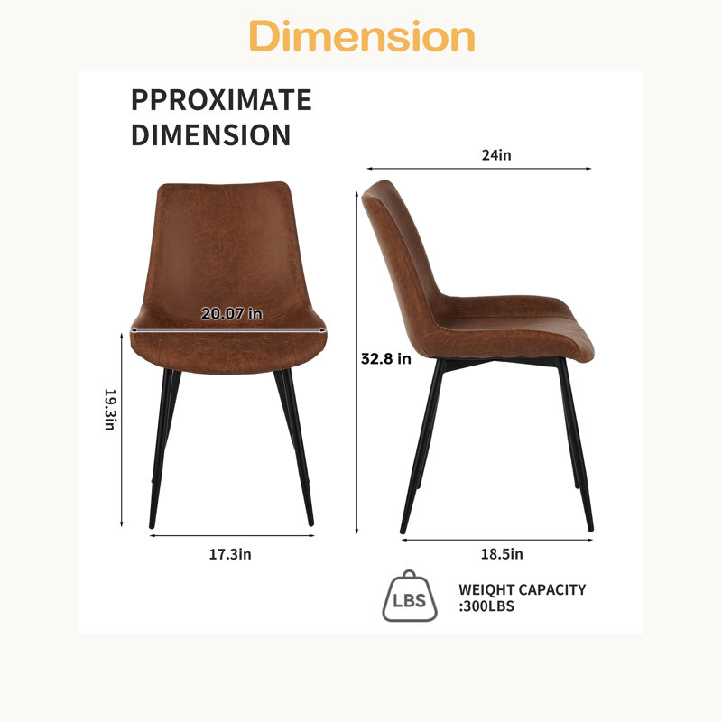 Ensemble de 4 chaises de salle à manger modernes, siège rembourré en similicuir et pieds robustes en métal