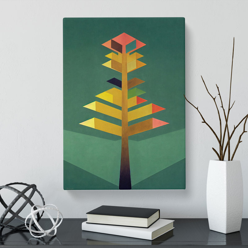 CAN-V0523-2571X Tree Geometric - Wrapped Canvas Print, 60cm H x 40cm W x 3cm D