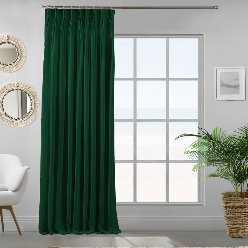 Room Darkening Single Curtain Panel, 190cm Width x 175cm Drop, Dark Green