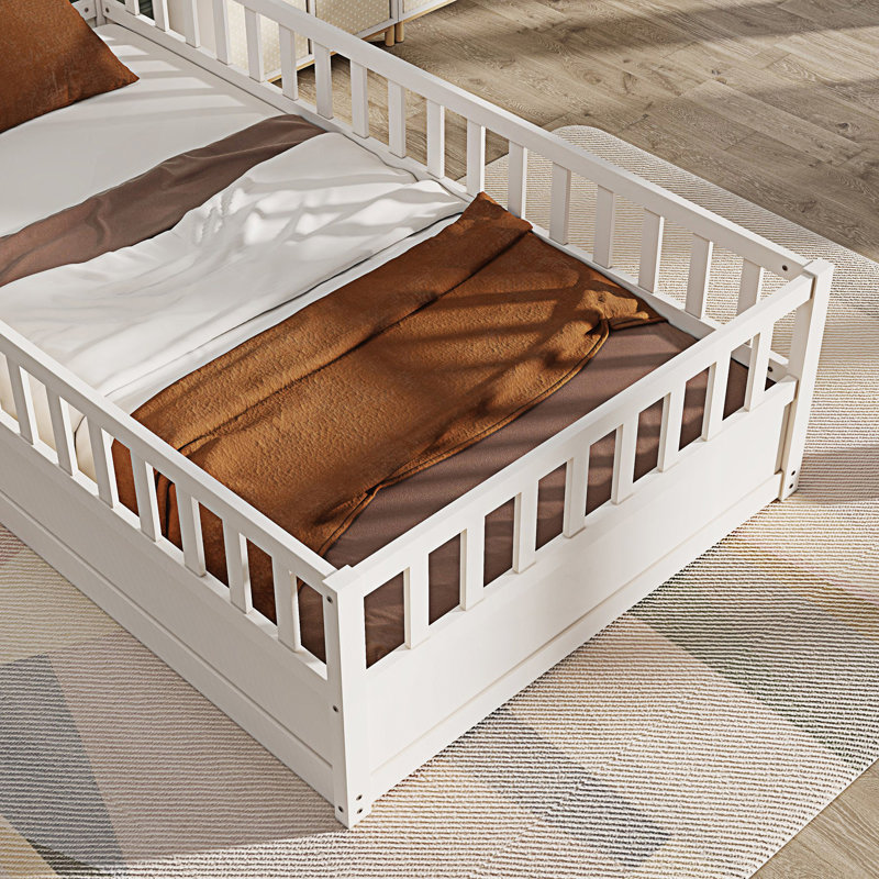 Lit simple moderne, base de lit au sol