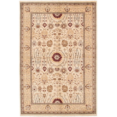Tapis de bois one-of-kind à la main-noué la 2010 chobi crème 6 pi 2 po x 9 pi en laine 3 po Hunnicutt