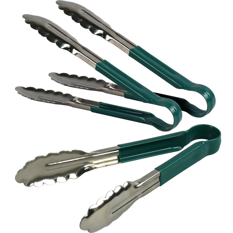 Stainless Steel Tongs 12", 22.86cm, Green
