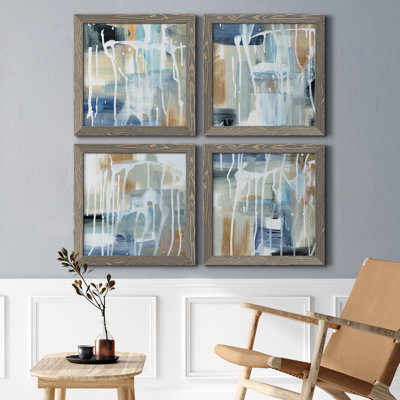 «Weather I», ensemble de 4 reproductions d'art sur toile encadrées