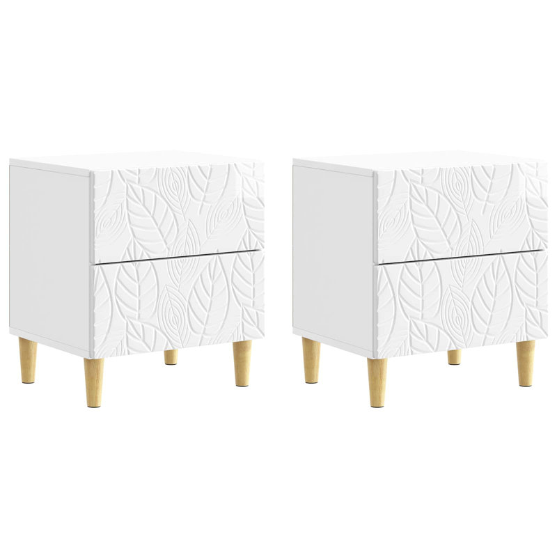 43cm W Composite Bedside Table, High Gloss White