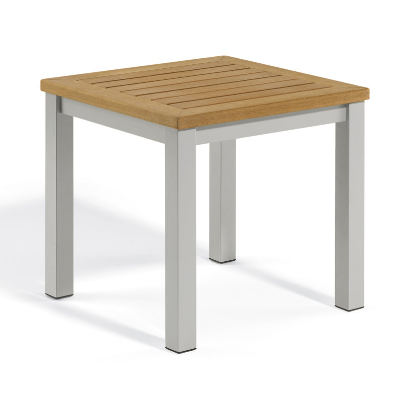 Travira Square Tekwood Outdoor Side Table, Natural Tekwood