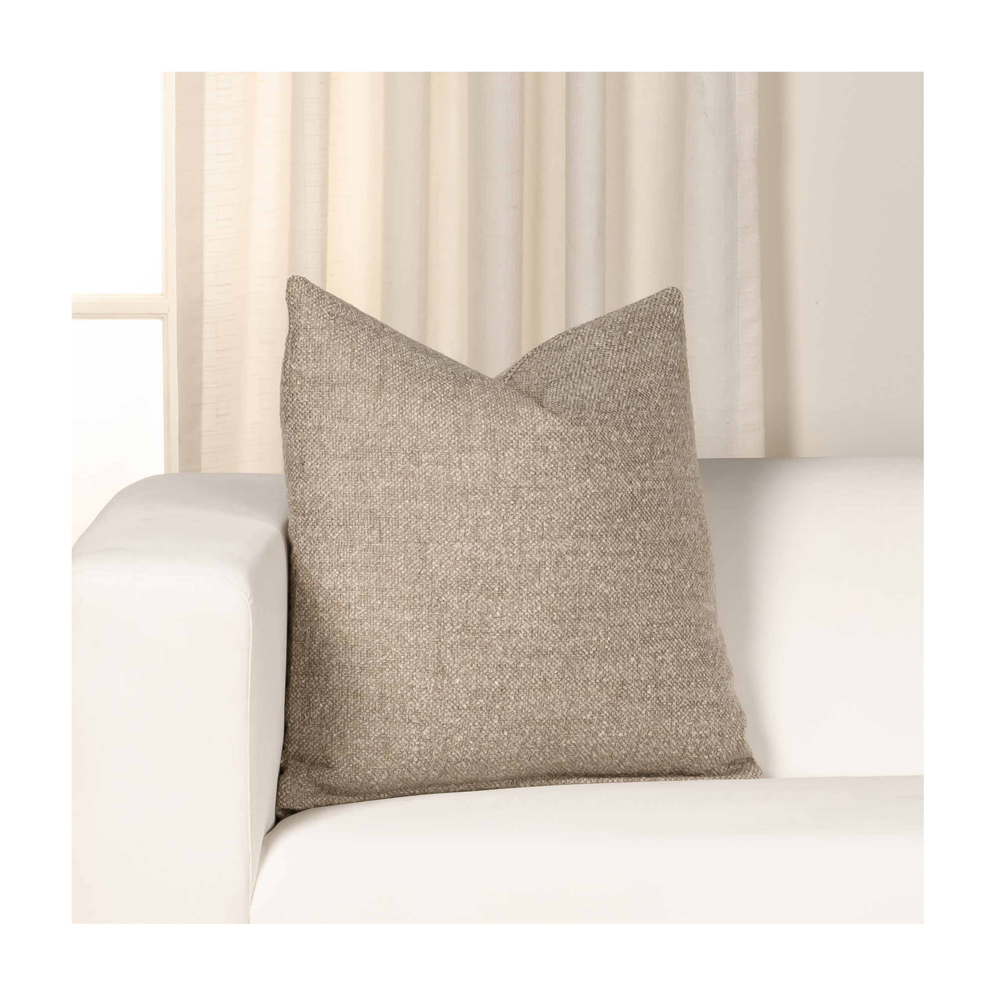 Eevi Hazelnut 20" x 20" Throw Pillow, 
Square 17", Beige, Polyester