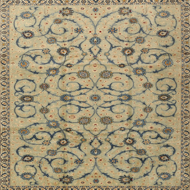 Tapis décoratif grise florale Eaker, Rond 6 pi