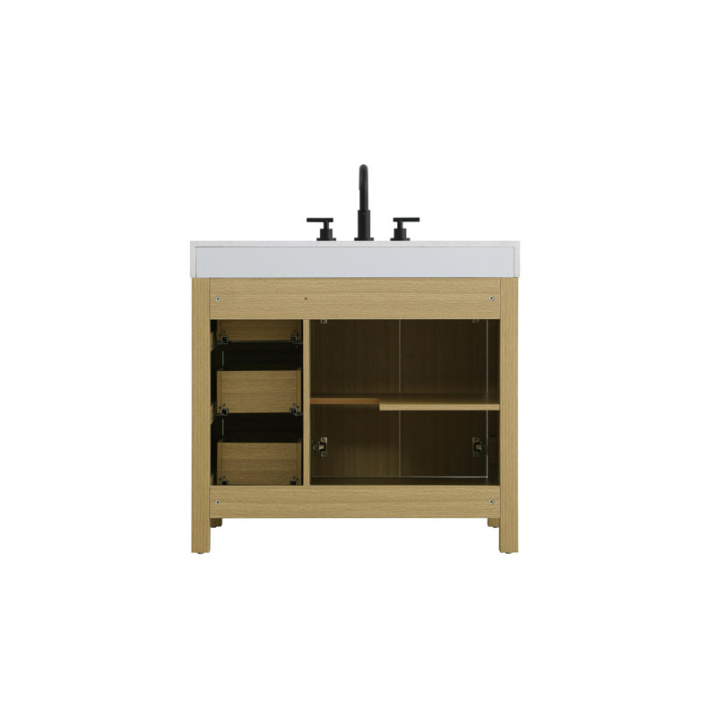 36 inch Single Bathroom Vanity_Traditional_VF60636, Honey Brown