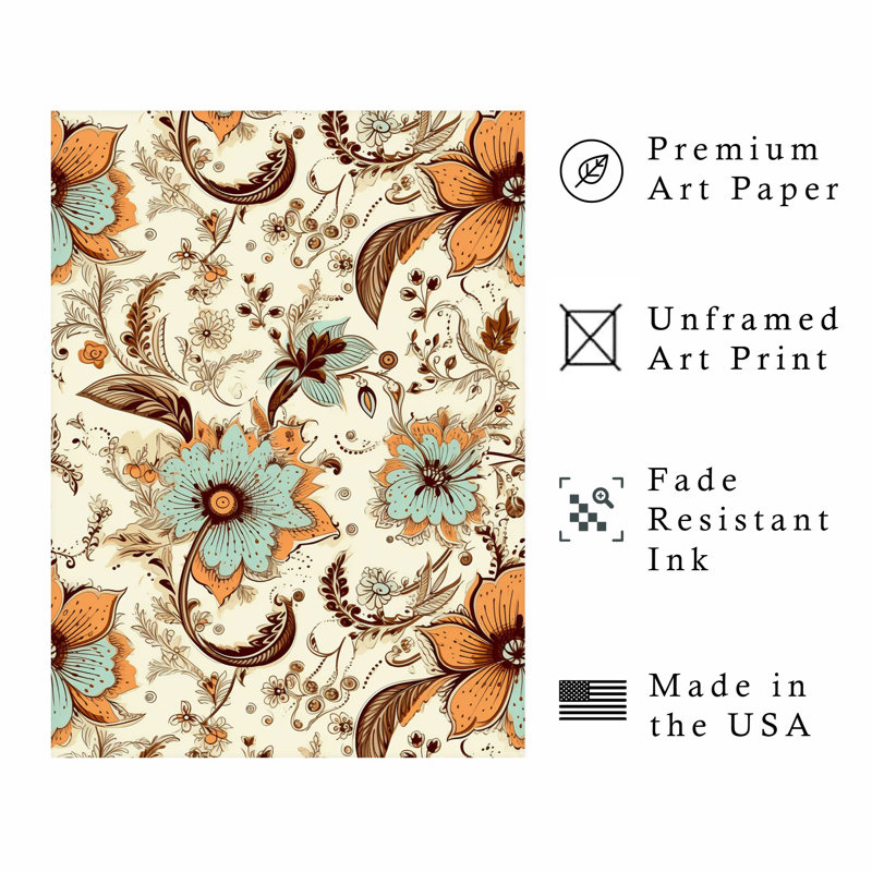 Floral boho henné III, H 20 po x l 16 po
