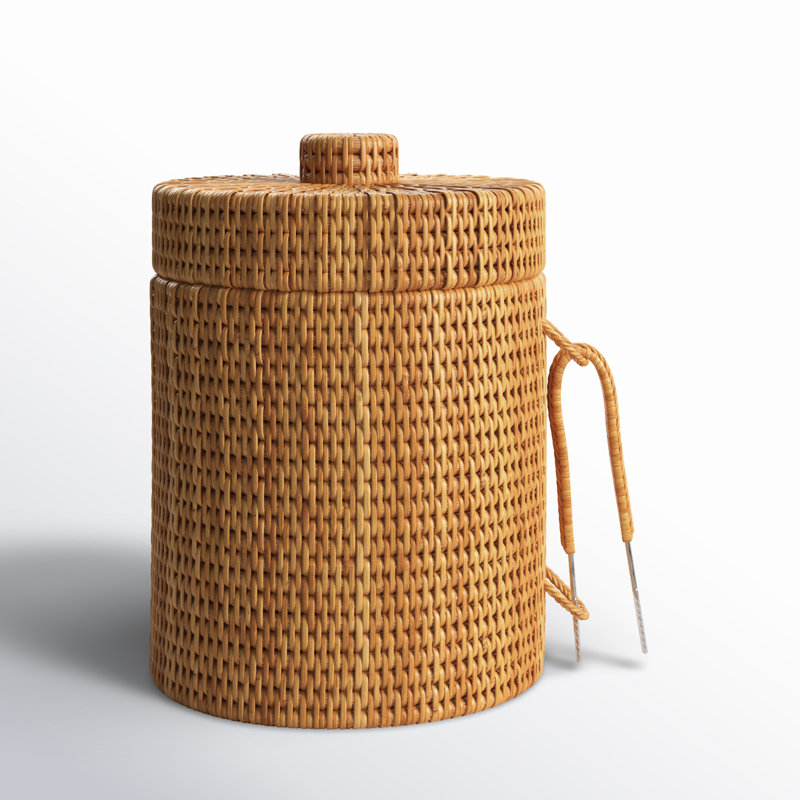 Wynwood Rattan Ice Bucket, 13" H x 10" W x 10" D, Honey Brown