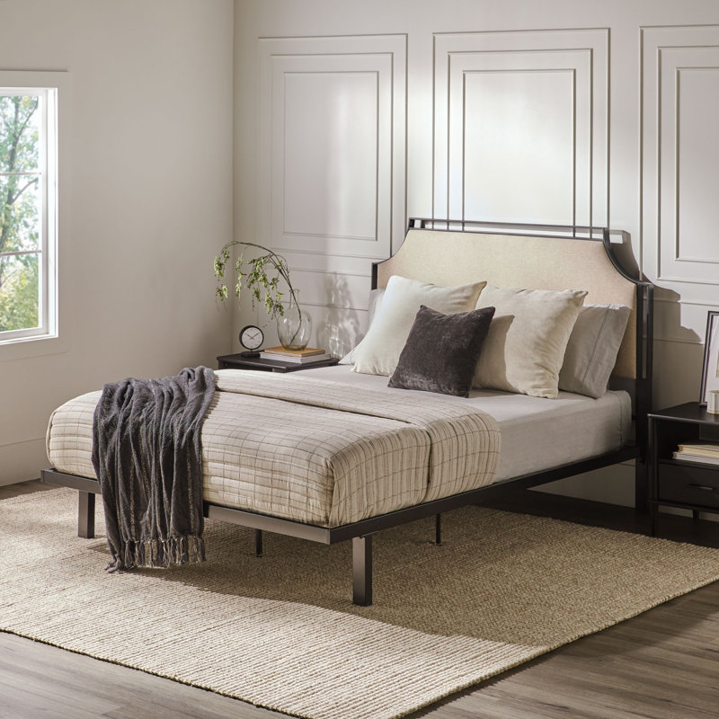 Jerwan Upholstered Queen Platform Bed, Tan