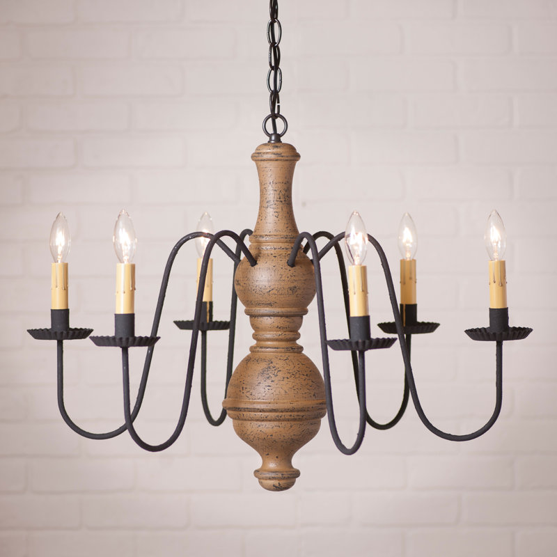 Lustree 6 lumières façon bougie/classique Ransdell, H 16,5 po x l 21,5 po x P 21,5 po, Poirier