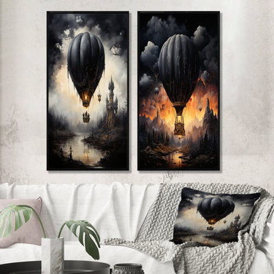 «Dark Balloon Mystery Journey», ensemble d'art mural sur toile en montgolfière