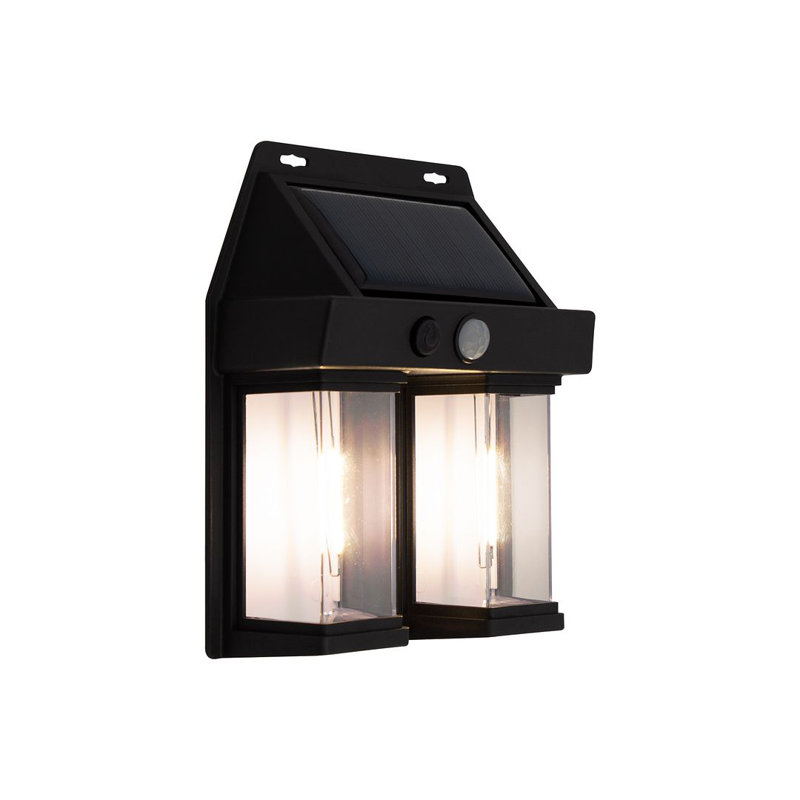 Matte Black 15cm H Solar Powered Integrated LED Outdoor Bulkhead Light
