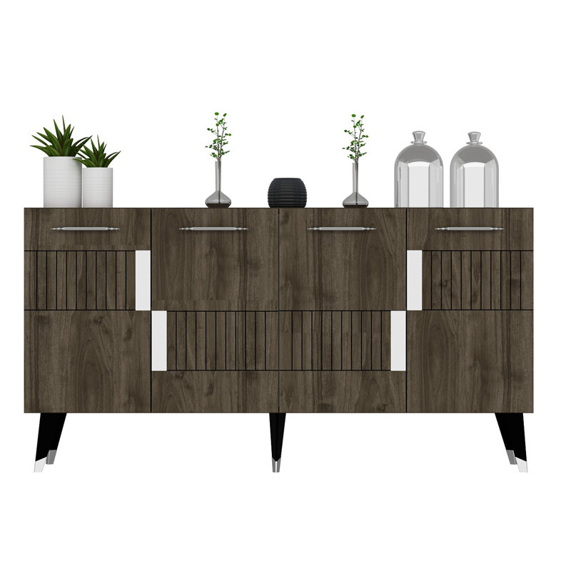Olivia 79cm Console Table, Walnut/Silver