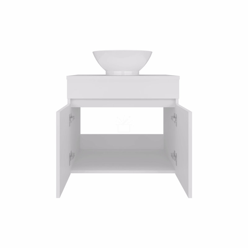 Meuble-lavabo de salle de bain avec lavabo, 2 portes, Blanc