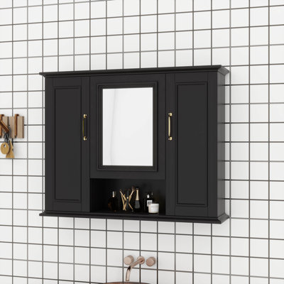 36''  Wall Mounted Bathroom Storage Cabinet, Wall Cabinet With Mirror, Medicine Cabinet With 3 Doors