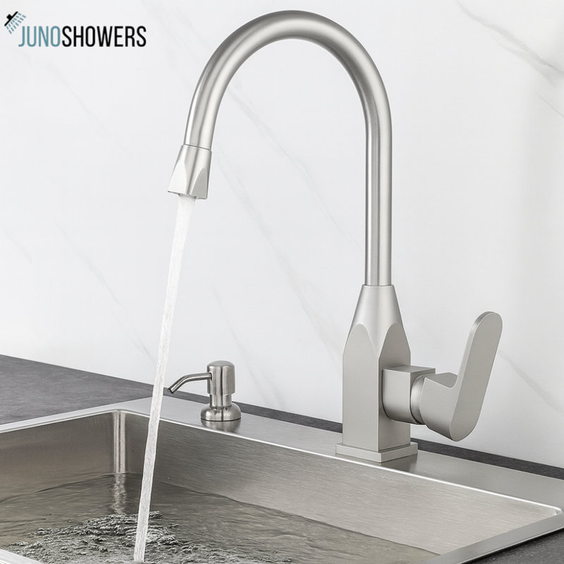Contemporary White & Gold Bronze Vessel Basin Faucet – Modern Single Handle Bath Tap by Juno