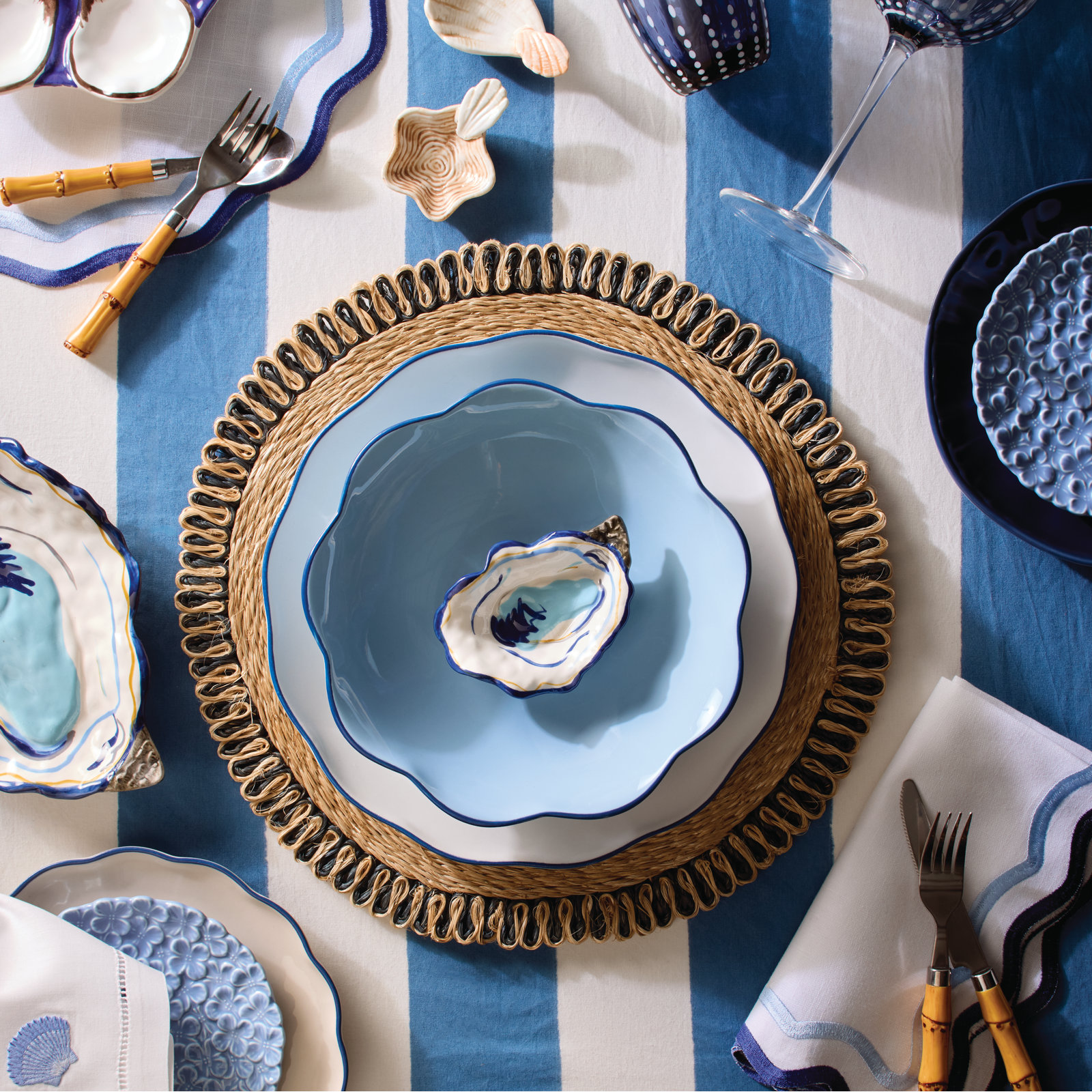 Stoneware Dinnerware Set, Blue