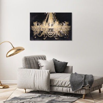 «Fashion and Glam Chandelier Gold / Black», impression sur toile tendue